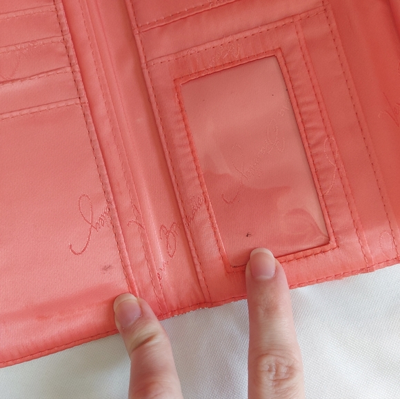 Vera Bradley faux leather coral pink stripe wallet - Picture 3 of 5